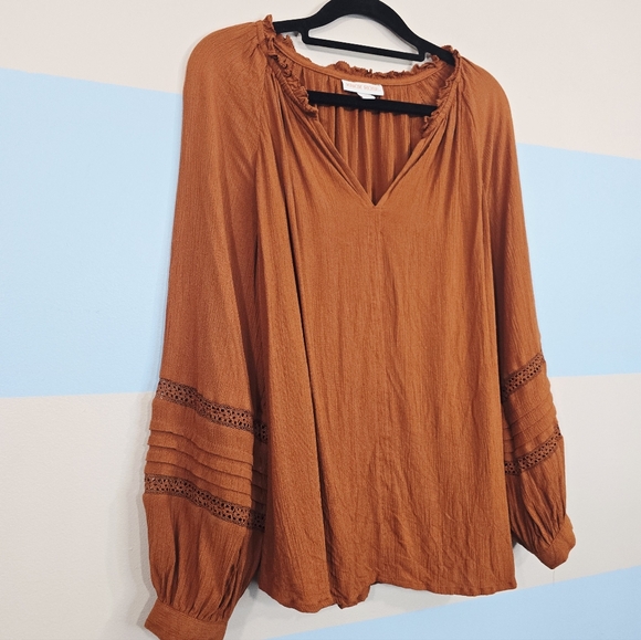 Knox Rose Boho Terracotta Blouse - Picture 3 of 7